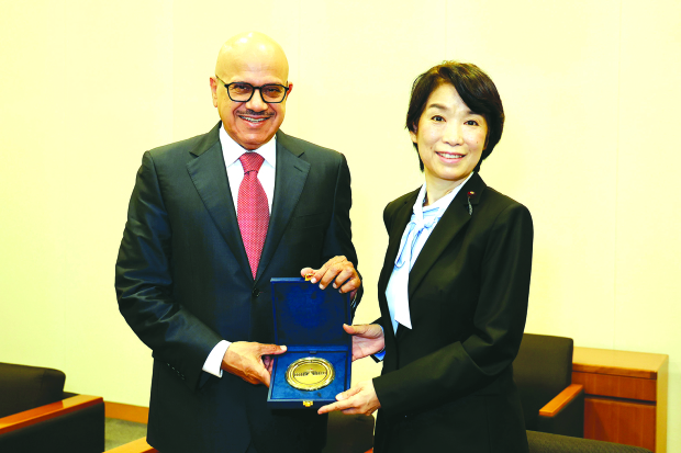 <p>Foreign Minister Dr Abdullatif Al Zayani met Foreign Affairs Committee Chairperson in the Japanese Parliament Horiuchi Noriko, during his visit to Japan to participate in the inaugural Strategic Dialogue between the two countries.</p>
<p>The Chairperson noted the launch of the strategic dialogue between the two countries and commended the deep-rooted Bahrain-Japan ties, which have been strengthened across all fields in support of mutual interests.</p>
<p>She emphasised the importance of enhancing communication and joint co-ordination to advance bilateral co-operation across various domains, including political and parliamentary diplomacy, as well as aligning positions at the international level in addressing global challenges.</p>